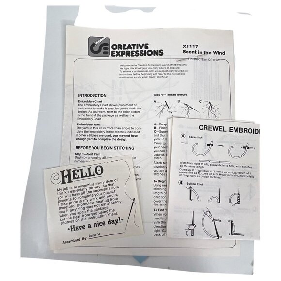 Vintage Creative Expressions Crewel Embroidery Kit Scent In The Wind Deer 1980 - Picture 6 of 7